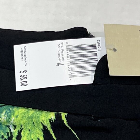 Carmen Marc Valvo Skirt Womens 4 Black Abstract Floral Jersey Knit‎ Midi Artsy - Picture 4 of 7